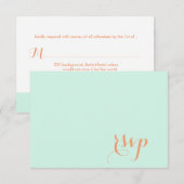 PixDezines DIYカラー+フォント/rsvp/ミントグリーン 出欠カード (正面/裏面)