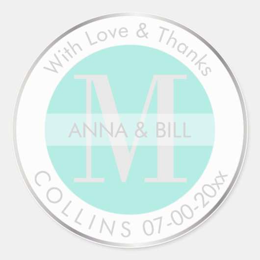 PixDezines DIYカラー/ブルー/シルバー/サンキュー ラウンドシール (正面)