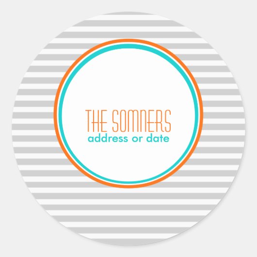 PixDezines DIYカラー、プレーン白ストライプ色 ラウンドシール (正面)