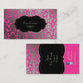 PixDezines DIYカラー/ホットピンクフローラダマスク 名刺 (正面/裏面)
