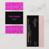 PixDezines DIYカラー/ホットピンクフローラダマスク 名刺 (正面/裏面)