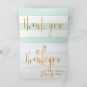 PixDezines DIYカラー/ミント+ホワイト+ストライプ感謝していズ サンキューカード (内部)