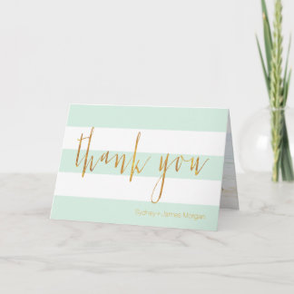 PixDezines DIYカラー/ミント+ホワイト+ストライプ感謝していズ サンキューカード