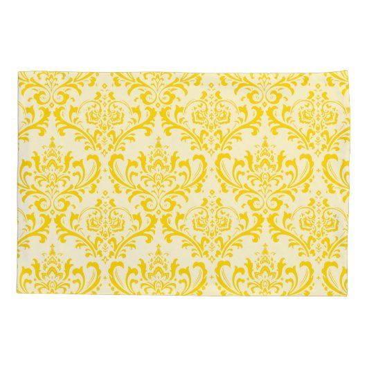 PixDezines DIYカラー/ロッシ・ダマスク/サンフラワーイエロー 枕カバー (裏面-左)