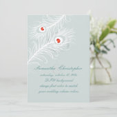 PixDezines diyカラー、孔雀の羽毛 招待状 (スタンド正面)