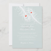 PixDezines diyカラー、孔雀の羽毛 招待状 (裏面)