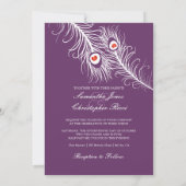 PixDezines diyカラー、孔雀は赤に羽毛 招待状 (裏面)