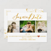 PixDezines DIYカラー/日付/金ゴールドスクリプトの保存 案内ポストカード (正面/裏面)