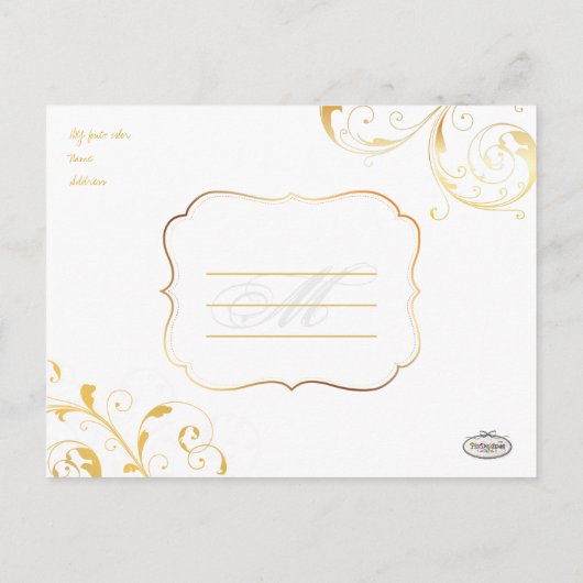 PixDezines DIYカラー/日付/金ゴールドスクリプトの保存 案内ポストカード (裏面)