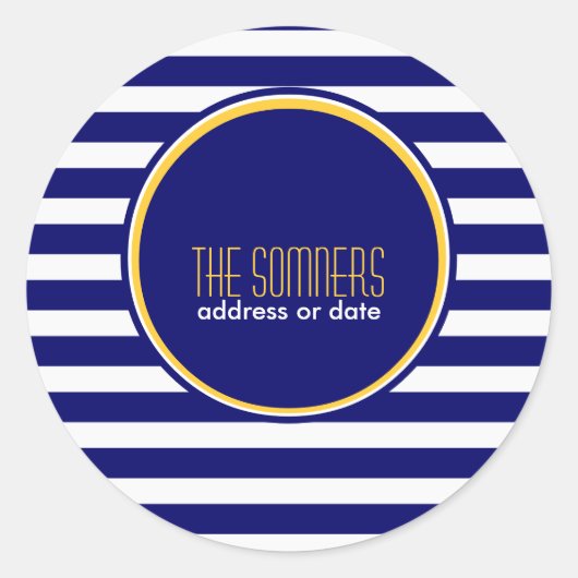 PixDezines DIYカラー、白航海の色ストライプ、 ラウンドシール (正面)