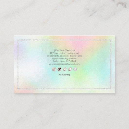 PixDezines DIYシルバーフェイクモノグラムホログラフィー 名刺 (裏面)