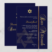 PixDezines DIYバックグラウンド/クラシック金ゴールド/バー(ユダヤ教の)バル・ミツバー 招待状 (正面/裏面)
