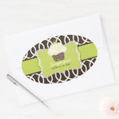 PixDezines diyフォントカラー、キーライムカップケーキ 楕円形シール (封筒)