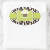 PixDezines diyフォントカラー、キーライムカップケーキ 楕円形シール (バッグ)