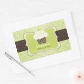 PixDezines diyフォントカラー、キーライムカップケーキ 長方形シール (封筒)