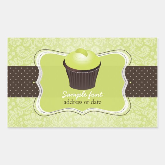 PixDezines diyフォントカラー、キーライムカップケーキ 長方形シール (正面)