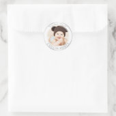 PixDezines DIYベビーシャワー写真ありがとう ラウンドシール (バッグ)