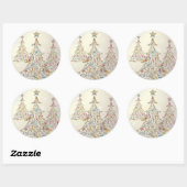 PixDezines DIYレトロクリスマスツリー ラウンドシール (シート)