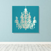 PixDezines DIY背景色/シルバーシャンデリア キャンバスプリント (インサイチュ (ウッドフロア))