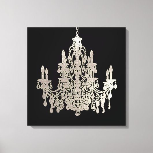 PixDezines DIY背景色/シルバーシャンデリア キャンバスプリント (正面)