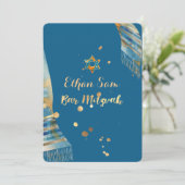 PixDezines DIY背景色/タリット/（ユダヤ教の）バル・ミツバー 招待状 (スタンド正面)