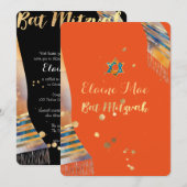 PixDezines DIY背景色/タリット/（ユダヤ教の）バル・ミツバー 招待状 (正面/裏面)