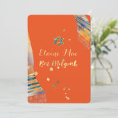 PixDezines DIY背景色/タリット/（ユダヤ教の）バル・ミツバー 招待状 (スタンド正面)