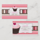 PixDezines diy背景/カップケーキ+ストライプ 名刺 (正面/裏面)