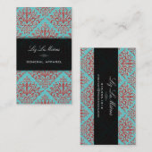 PixDezines diy背景、コーラルエティエンヌダマスク 名刺 (正面/裏面)