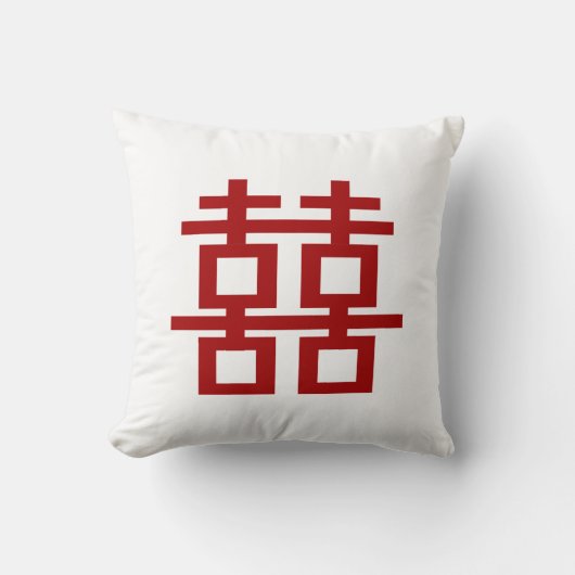 PixDezines diy背景/赤のダブル幸せ クッション (正面)