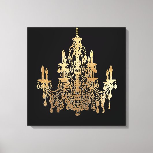 PixDezines DIY背景/金ゴールドフェイクシャンデリア キャンバスプリント (正面)