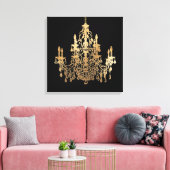 PixDezines DIY背景/金ゴールドフェイクシャンデリア キャンバスプリント (インサイチュ (リビング))