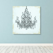 PixDezines DIY背景/黒シャンデリア キャンバスプリント (インサイチュ (ウッドフロア))