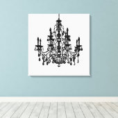 PixDezines DIY背景/黒シャンデリア キャンバスプリント (インサイチュ (ウッドフロア))
