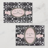 PixDezines/diy背景/黒フローラダマスク 名刺 (正面/裏面)