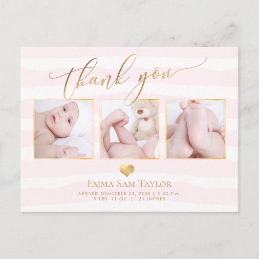 PixDezines DIY カラー ストライプ|ベビーシャワー 感謝 案内ポストカード (正面)