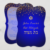 PixDezines DIY カラー/スパークル バット・ミッツヴァー 招待状 (正面/裏面)