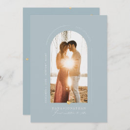 PixDezines DIY カラー ダスティーブルー アーチ セーブデート 招待状