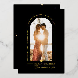 PixDezines DIY カラー ブラック アーチ Save Our Date 箔招待状