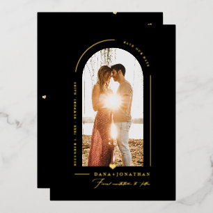 PixDezines DIY カラー ブラック アーチ Save Our Date 箔招待状