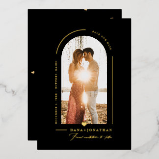 PixDezines DIY カラー ブラック アーチ Save Our Date 箔招待状