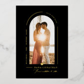 PixDezines DIY カラー ブラック アーチ Save Our Date 箔招待状 (正面)