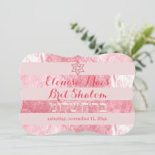 PixDezines DIY カラー/偽のホイルストライプ ブライト シャローム 招待状 (スタンド正面)