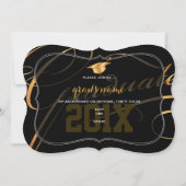 PixDezines  DIY カラー 卒業/ゴールド キャップ 招待状 (裏面)