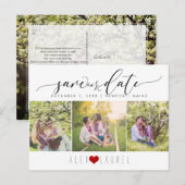 PixDezines DIY カラー / Save our Date / カリグラフィー ポストカード (正面/裏面)