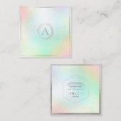 PixDezines DIY フェイクシルバーモノグラム ホログラフィック スクエア名刺 (正面/裏面)