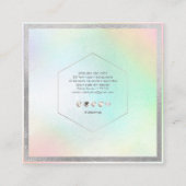 PixDezines DIY フェイクシルバーモノグラム ホログラフィック スクエア名刺 (裏面)