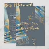 PixDezines DIY 背景色/タリット/ミツヴァー 招待状 (正面/裏面)