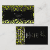 PixDezines diy background/ /black flora damask 名刺 (正面/裏面)