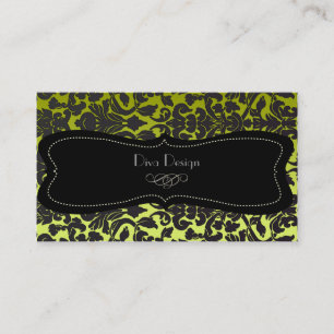 PixDezines diy background/ /black flora damask 名刺